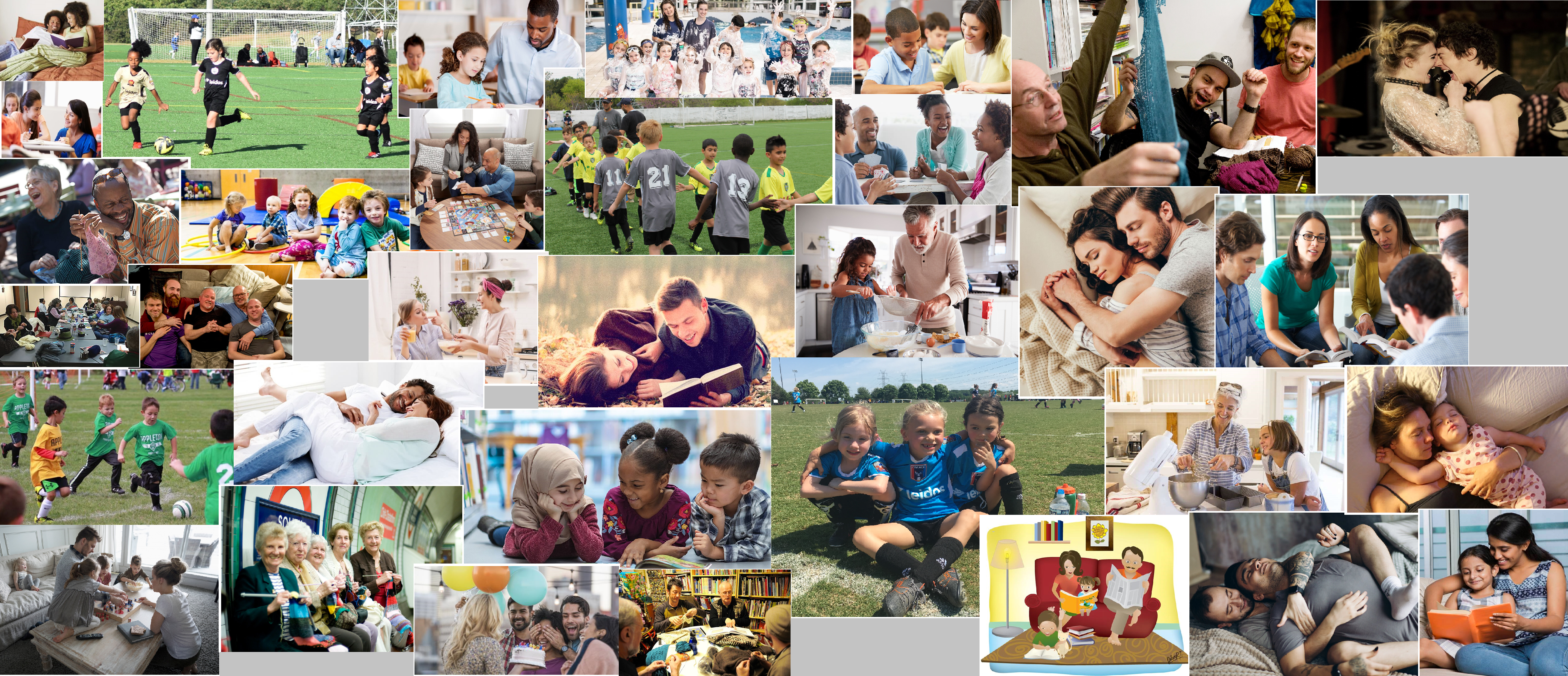 Collage for "Interconnecting with people" My collage for the bingo square "interconnecting with people". It features various images of people doing things together.