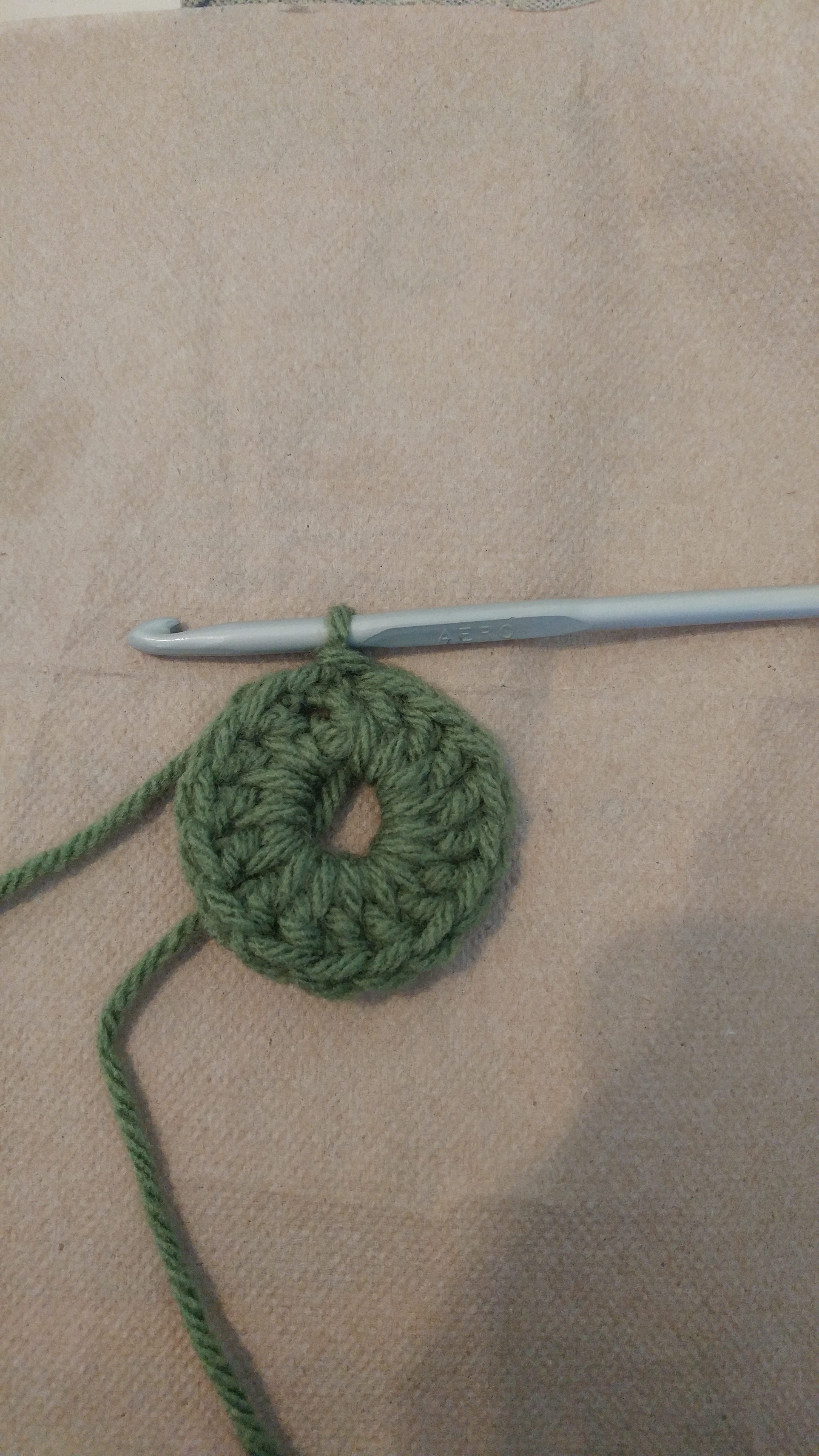 Fancy Square Row 1 The first circle step in my green fancy square.